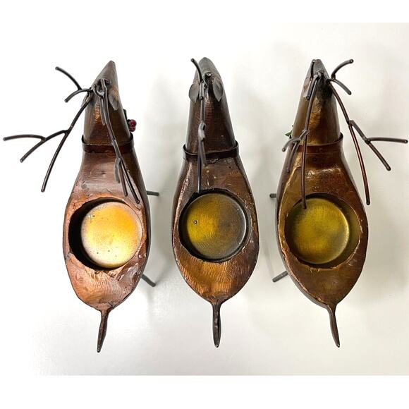 Lot of 3 Copper Reindeer Tea Light Candle Holders – Holiday Home Decor - Picture 6 of 8